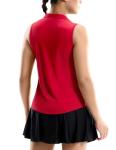 MIER Polo Tank Tops for Women Quick Dry V Neck Sleeveless Shirts UV Protection Collared Pickleball Casual Golf Shirt, Red, S