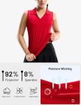 MIER Polo Tank Tops for Women Quick Dry V Neck Sleeveless Shirts UV Protection Collared Pickleball Casual Golf Shirt, Red, S