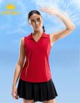 MIER Polo Tank Tops for Women Quick Dry V Neck Sleeveless Shirts UV Protection Collared Pickleball Casual Golf Shirt, Red, S