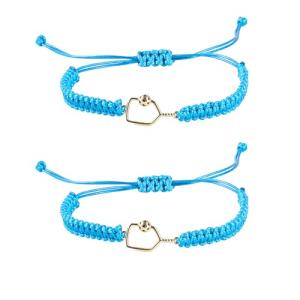 New valley warbler Handmade Pickleball Bracelet, Adjustable Woven Cord, Sports Jewelry Gift, Set of 2 (Blue)