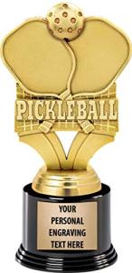 Crown Awards Pickleball Trophies with Custom Engraving, 7.25" Personalized Pickleball Trophy On Deluxe Round Base 1 Pack