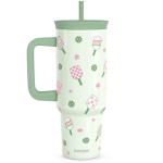 SANDJEST Pickleball Stainless Steel Locking Lid Silicone Straw Tumbler with Handle 40oz, Insulated Stainless Steel Travel Cup for Women Girls Friends Players, Gift Idea for Birthday Christmas