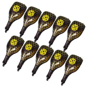 Lurrose 10pcs Pickle Racket Balloons Foil Sports Birthday Party Decorations Yellow Pickleball Theme Party Supplies for Men Women