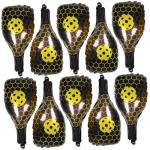Mikinona 10pcs Yellow Pickleball Rackets and Ball Foil Balloons Set for Sports Party Decorations Inflatable Pickle Birthday Party Supplies