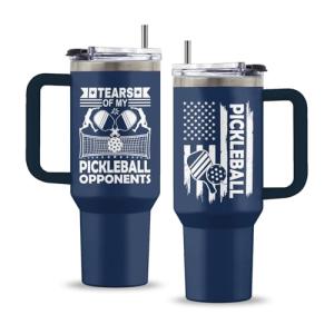 Uibunoo Pickleball Gifts, 40 Oz Tears of My Pickleball Oppnents Laser Engrave Tumbler with Handle & Straw, Sports Gift for Men Lovers, Pickleball Tumbler, Gifts for Thanksgiving Christmas, 1 PCS