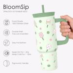 SANDJEST Pickleball Stainless Steel Locking Lid Silicone Straw Tumbler with Handle 40oz, Insulated Stainless Steel Travel Cup for Women Girls Friends Players, Gift Idea for Birthday Christmas