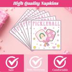 musaeva Pickleball Birthday Party Decorations Tableware, 96PCS Pickle Ball Disposable Pink Paper Plates and Napkins Decoration, Ball Theme Forks Decor Supplies Serve for 24 Guest