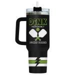 34HD Pickleball Tumbler 40oz with Handle Lid and Straw, Funny Tears of My Pickleball Opponents Sports Gift, Dink Responsibly Pickle Baller Design, Birthday Insulated Stainless Steel Cup for Him Her