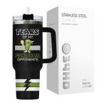 34HD Pickleball Tumbler 40oz with Handle Lid and Straw, Funny Tears of My Pickleball Opponents Sports Gift, Dink Responsibly Pickle Baller Design, Birthday Insulated Stainless Steel Cup for Him Her