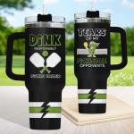 34HD Pickleball Tumbler 40oz with Handle Lid and Straw, Funny Tears of My Pickleball Opponents Sports Gift, Dink Responsibly Pickle Baller Design, Birthday Insulated Stainless Steel Cup for Him Her