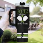 34HD Pickleball Tumbler 40oz with Handle Lid and Straw, Funny Tears of My Pickleball Opponents Sports Gift, Dink Responsibly Pickle Baller Design, Birthday Insulated Stainless Steel Cup for Him Her