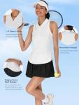 ZANZEA White Golf Shirt Womens Sleeveless Golf Polos Slim Fit Collared Racerback Workout Pickleball Tennis Tank Tops for Women Dry Fit UPF 50+ Moisture Wicking Golf Otufits White Small