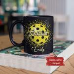Unique Pickleball Ceramic Cup, Custom Name Sport Coffee Mug 11oz 15oz, Personalized Pickleball Lover Black Cup, Sportball Design Mug, Gifts for Friends