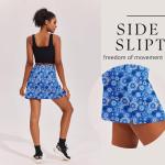 Ekouaer Golf Skirts for Women 16" Tennis Skort Athletic Skirt Inner Shorts Pocket Floral Pickleball Running Workout Sports Skorts,Cean Pattern Medium