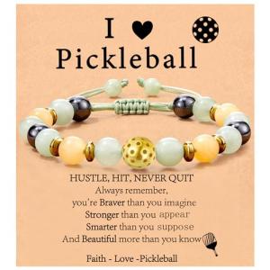 VULETO Pickleball Bracelet Gifts for Pickleball Lovers Women, Bead Gold Ball Bracelet Pickleball Accessories Jewelry Gifts Gold