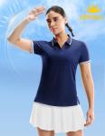MIER Golf Polo Shirts for Women - 1/4 Zip Up Tennis Tops Dry Fit UPF 50+ Collared Shirts for Pickleball, Navy/White, M