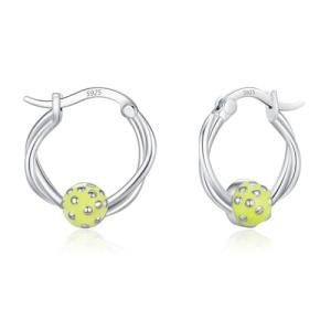 LES OSEWA Pickleball Earrings 925 Sterling Silver Pickleball Hoop Earrings Hypoallergenic Sports Earrings Cool Pickleball Jewelry Gifts for Women