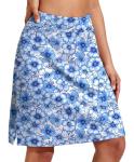 COOrun Skorts for Women 20" Knee Length Golf Skirts High Waisted Athletic Tennis Skirts Pickleball Skorts Two-Layer Modest Casual Skirts,Blue Floral XL