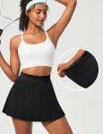 IUGA Golf Skirts for Women Pleated Tennis Skirt High Waisted Athletic Skorts A-Line Skirt with Shorts Underneath & Pockets (Black Skirt, Small)