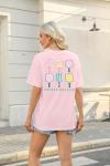 Pickleball Shirt Women Funny Oversized Pickleball Team Graphic T-Shirt Baseball Fan Tee Short Sleeve Tops B-Pink