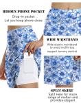 COOrun Skorts for Women 20" Knee Length Golf Skirts High Waisted Athletic Tennis Skirts Pickleball Skorts Two-Layer Modest Casual Skirts,Blue Floral XL