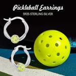 LES OSEWA Pickleball Earrings 925 Sterling Silver Pickleball Hoop Earrings Hypoallergenic Sports Earrings Cool Pickleball Jewelry Gifts for Women