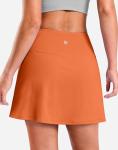 SANTINY 14" Skorts for Women with 2 Pockets High Waisted A Line Casual Pickleball Golf Skort Athletic Tennis Skirt (Orange_M)