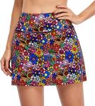 Fulbelle Tennis Skirt with Shorts, Cute Casual Summer Athletic Golf/Running Skorts with Pockets for Women, Colorful Flower Large