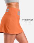 SANTINY 14" Skorts for Women with 2 Pockets High Waisted A Line Casual Pickleball Golf Skort Athletic Tennis Skirt (Orange_M)
