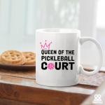 Panvola Queen of the Pickleball Court Pickleball Gifts for Women Ceramic Mug Gifts for Pickleball Lovers Coffee Cup 11 oz White Novelty Drinkware