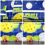 Lilwemen 3 Pieces Pickleball Birthday Party Tablecloth Decorations, Pickleball Theme Table Cover for Birthday, Baby Shower Decor, 51x86.5in