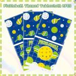 Lilwemen 3 Pieces Pickleball Birthday Party Tablecloth Decorations, Pickleball Theme Table Cover for Birthday, Baby Shower Decor, 51x86.5in