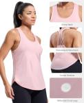 MIER Athletic Sleeveless Racerback Tank Tops for Women Workout Pickleball Gym Shirts Dry Fit Stretch Scoop Neck Tee, Tennis, Light Pink, M