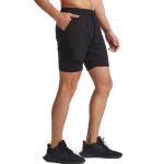 Surenow Mens 2 in 1 Running Shorts Quick Dry Athletic Shorts with Liner, Workout Shorts with Zip Pockets and Towel Loop Black