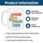 KINAPATO Pickleball Mug - Husband Dad Pickleball Legend - Funny Pickleball Gift Idea For Mens and Womens White 11oz Ceramic Coffee Mug