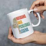 KINAPATO Pickleball Mug - Husband Dad Pickleball Legend - Funny Pickleball Gift Idea For Mens and Womens White 11oz Ceramic Coffee Mug