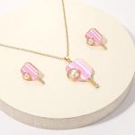 HEIDKRUEGER Pickleball Necklace and Stud Earrings Sports Ball Jewelry Set - Paddle Pendant for Women, Game Day Accessories, Sport Fans Gift (Pink)