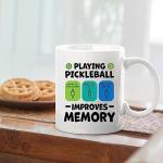 Playing Pickleball Improves Memory Pickleball Gifts Paddle Ball Player Gifts for Coach Dad Mom Uncle Aunt Boyfriend Girlfriend Novelty Drinkware Ceramic Mug 11 oz White