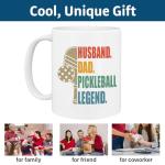 KINAPATO Pickleball Mug - Husband Dad Pickleball Legend - Funny Pickleball Gift Idea For Mens and Womens White 11oz Ceramic Coffee Mug