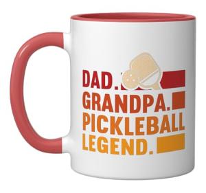 Pickleball Grandpa Dad Grandpa Pickleball Legend Ceramic Mug, Red/White