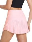 baleaf Women's Pleated Tennis Skirts High Waisted Lightweight Athletic Golf Skorts Skirts with Shorts Pockets Pink Medium
