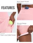 baleaf Women's Pleated Tennis Skirts High Waisted Lightweight Athletic Golf Skorts Skirts with Shorts Pockets Pink Medium