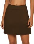 Ekouaer Golf Skirts for Women Knee Length Tennis Skorts 2024 Trendy Running Workout Sports Skirts Lightweight Preppy Skirt, Brown XL