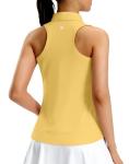 G Gradual Women's Golf Shirt Racerback Tank Zip Up Athletic Sleeveless Top Tennis Pickleball Cooling Polo Shirts Lightweight, Heather Yellow, Medium