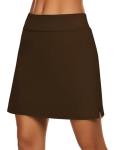 Ekouaer Golf Skirts for Women Knee Length Tennis Skorts 2024 Trendy Running Workout Sports Skirts Lightweight Preppy Skirt, Brown XL