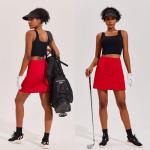 Ekouaer Golf Skirts for Woman with Pockets Silicone Grippers Tennis Skirt Inner Shorts Athletic Pickleball Running Skort,Red Large