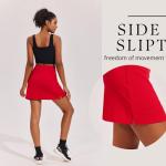 Ekouaer Golf Skirts for Woman with Pockets Silicone Grippers Tennis Skirt Inner Shorts Athletic Pickleball Running Skort,Red Large