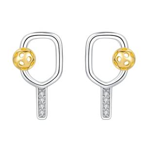 Pickleball Stud Earrings 925 Sterling Silver Jewelry Pickle Ball Gifts for Women Lover Players