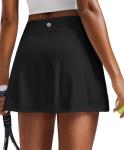 PINSPARK Womens Tennis Skirt with Pocket Shorts Athletic Golf Skirts High Waisted Athletic Skorts Workout Pickleball, Black Medium