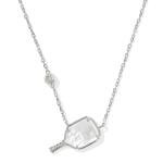 Kendra Scott Pickleball Short Pendant Necklace, Rhodium Plated Brass, Mother-of-Pearl, Fashion Jewelry for Women